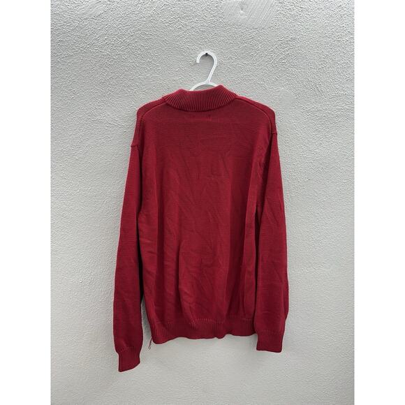 Chaps Mens Sweater Size XL Red Knit Quarter Zip Long Sleeve - Picture 7 of 11